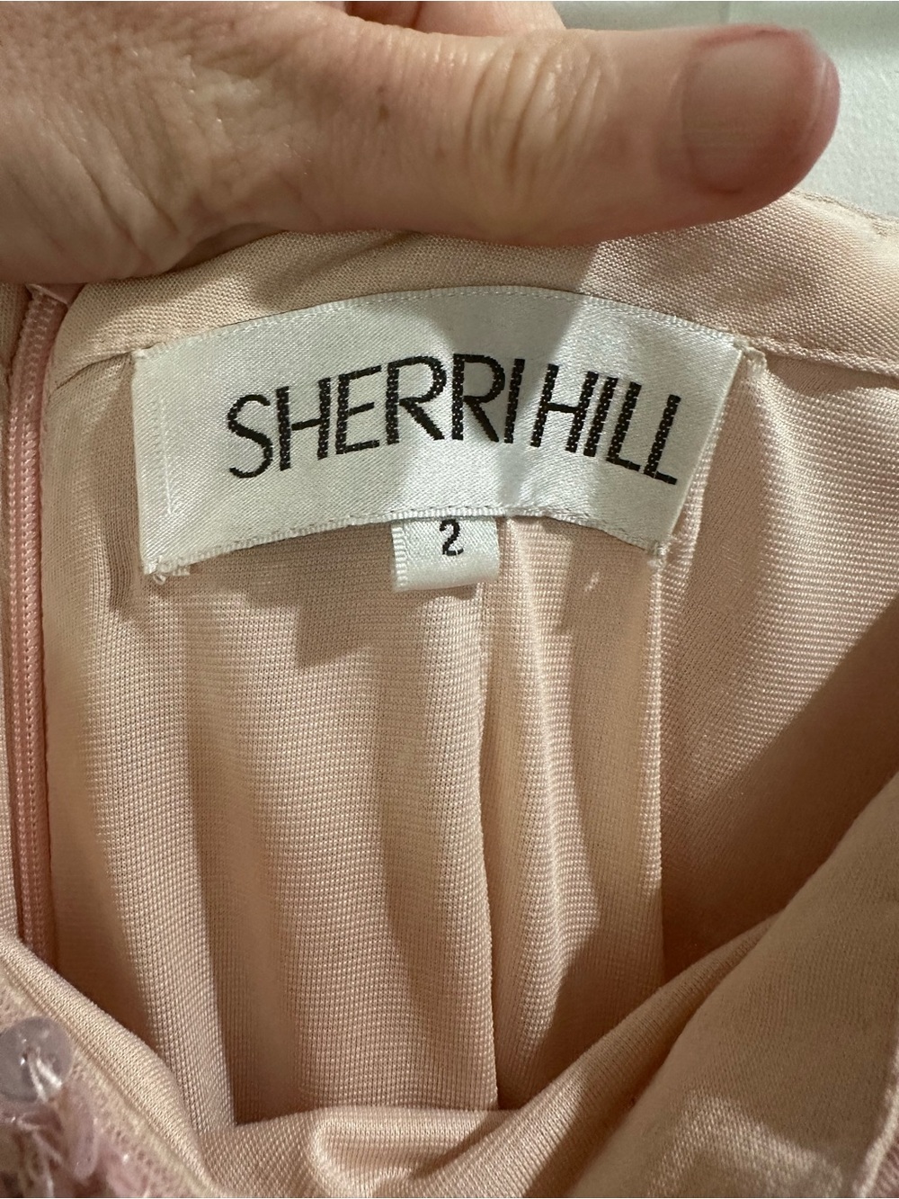 Sherri Hill Blush Pink Strapless Sequin Column Gown - Picture 3 of 13